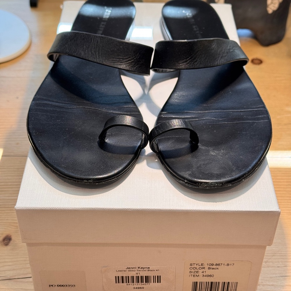 Jenni Kayne Black Strap Leather Sandals Size 41 9.5-10 Women  EUC